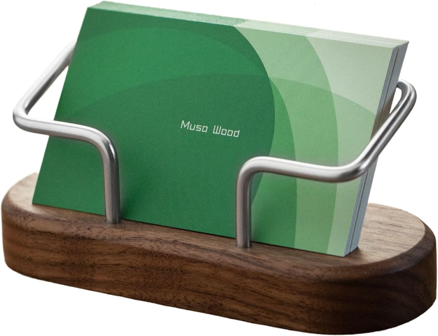 muso wood Business Card Holder for Desk, Wooden Creative Business Card Display for Desk, Wood Business Card Stand for Office, Tabletop (Walnut 1pack)