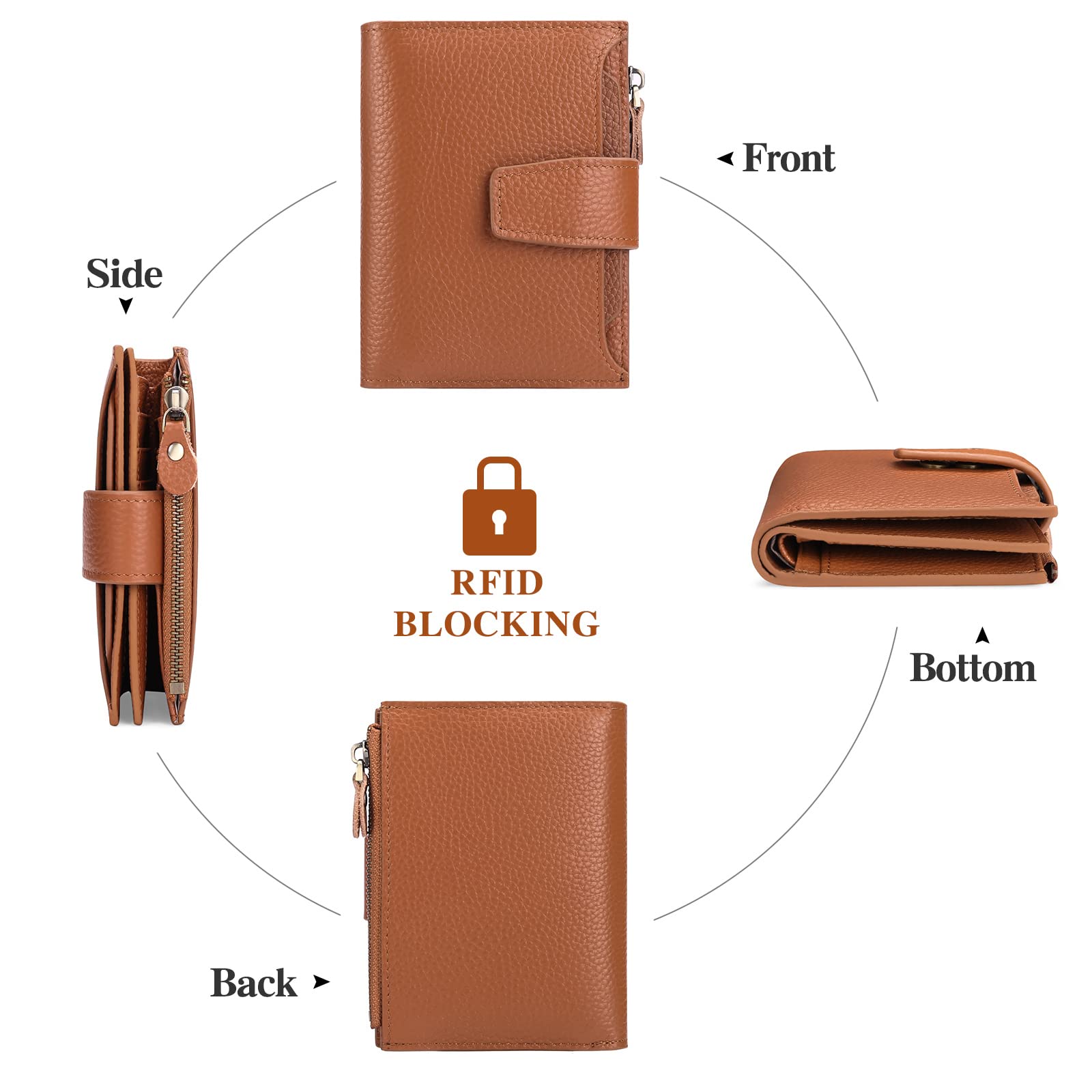 SENDEFN Portafoglio Donna in Pelle Vera Piccolo Portamonete Cute con Cerniera 14 Carte Portafoglio Donna Pelle con Tanti Scomparti