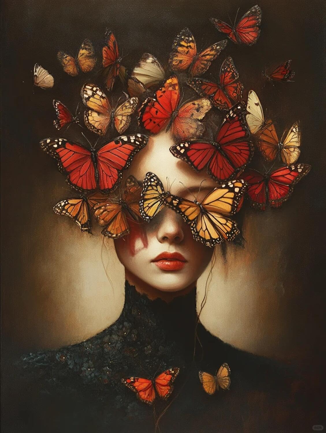 AxiangziK DIY Cross Stitch Kit Mujer y mariposa 11CT 80x100cm