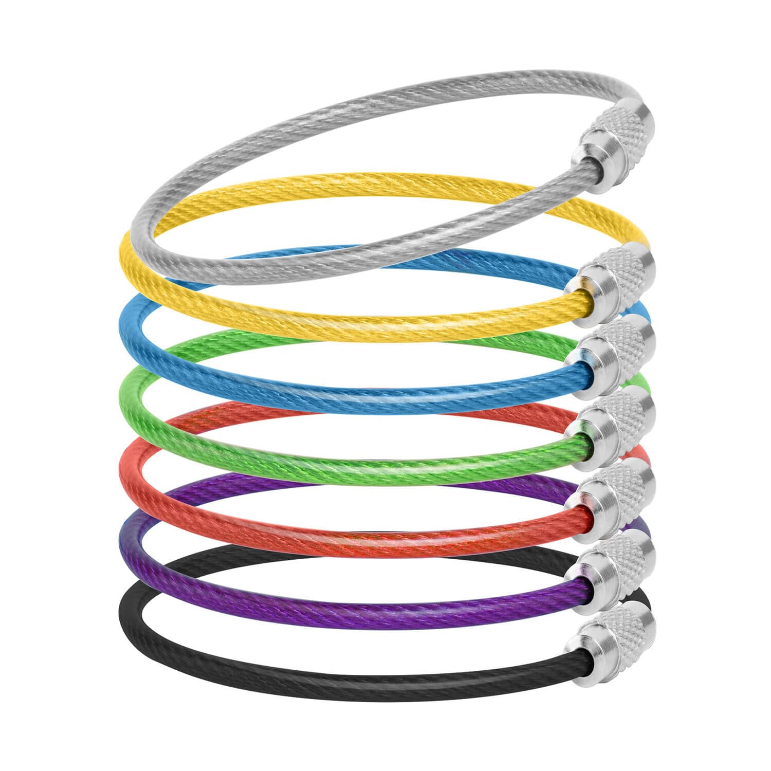 JOLLYANTS 키링 스테인레스 스틸 2MM 와이어 키 체인 케이블 링 링 6.8 인치 비트 홀더 키 체 수하물 태그 자동차 키  키태그 플로팅 키 체인 보트 용 멀티 컬러 7개 팩-Freehip.co.kr