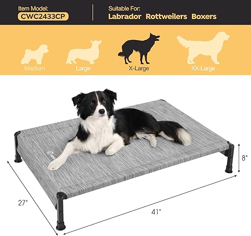Miniatura 4 de Veehoo CWC2433 - Cama fresca para perros para exteriores, cama elevada para mascotas con malla Teslin lavable y transpirable, pies de silicona