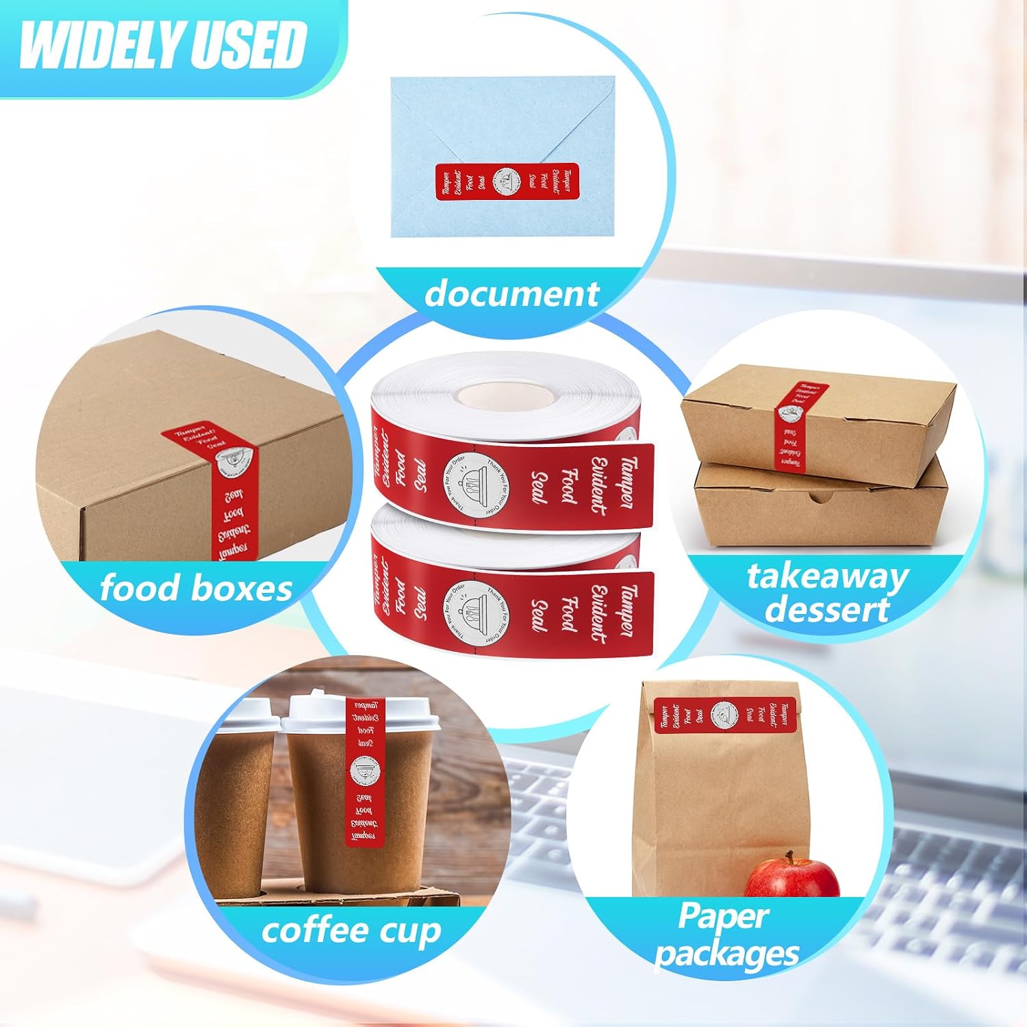 2000 Pieces Tamper Evident Stickers for Food Delivery 1.5 x 6 Inches Red Tamper Seal Proof Tape Safe Labels Sealed for Freshness Drink Food Container Pizza Boxes (Red)