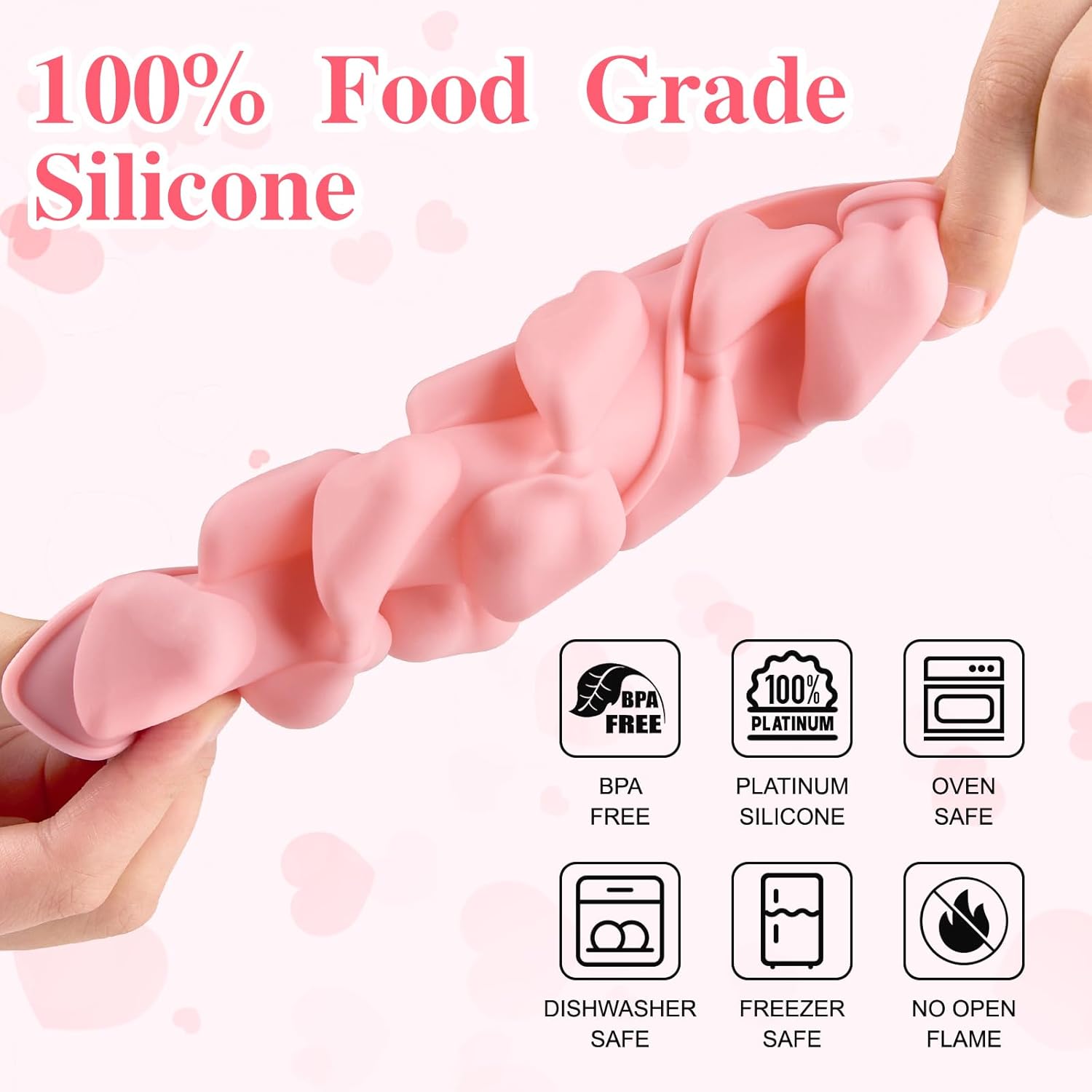 3 Pack Pink Heart Shaped Silicone Molds, 15-Cavity Non-Stick Valentine's Candy Molds for Making Chocolate, Cake Decoration, Cupcake Topper - Image 3