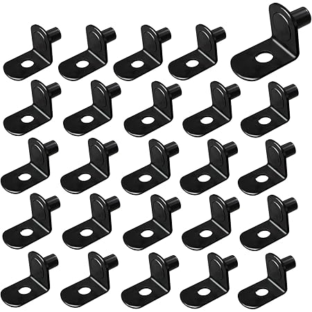 BallHull Shelf Pin with Holes, L-Shaped Bracket Type Furniture Shelf Support Nail for Closet, Furniture, Kitchen Support, 50 PCS (Black)
