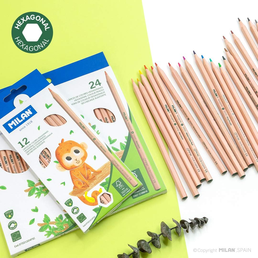 MILAN Box of 12 Graphite HB Hexagonal Pencils, FSC Certified Wood (071212FSC)