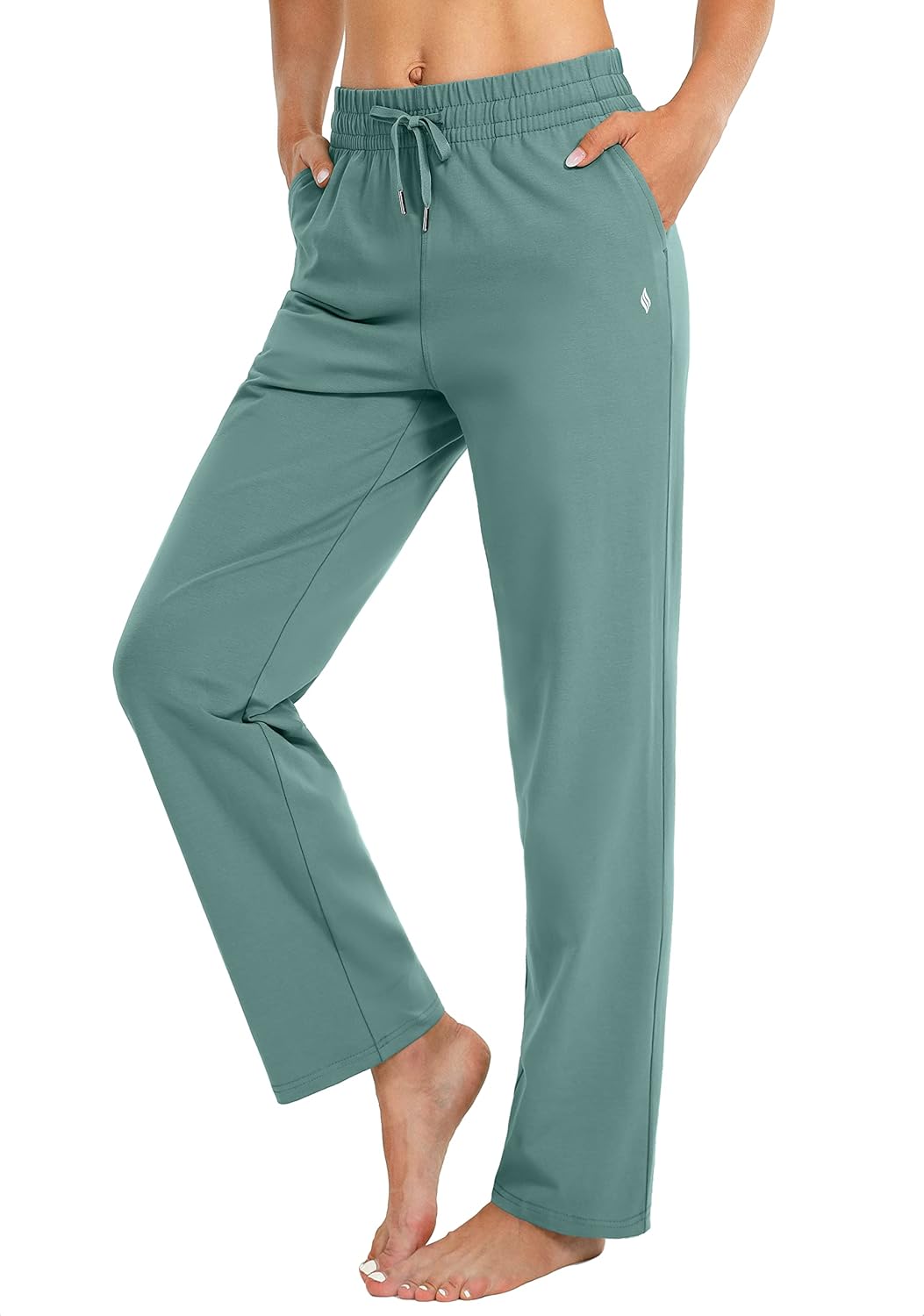 SANTINY Women's Cotton Sweatpants Yoga Lounge Casual Pants Open Bottom Sweat Pants for Women with Pockets - Image 2