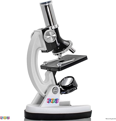 Miniatura 5 de Play22 Kit de microscopio para niños, 50 piezas, kit de ciencia para niños, 120X-1200X, microscopio de cuerpo de metal, caja de transporte,