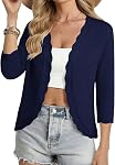 GRACE KARIN Women Lightweight Summer Cardigan Sweater 3/4 Sleeve Cropped Cardigan Casual Open Front Bolero Shrug