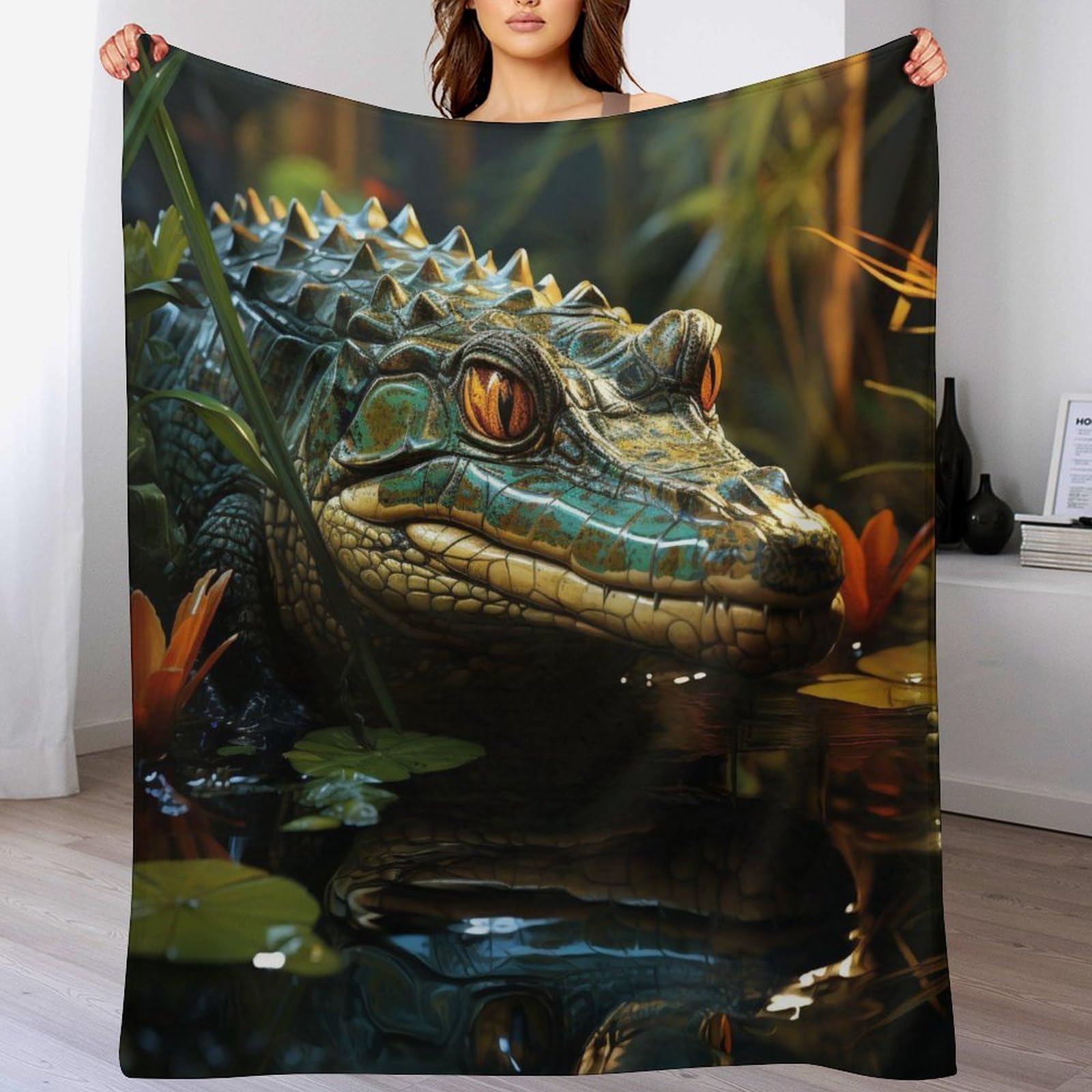 Manta de forro polar de cocodrilo de 150x200 cm para proteger el sofa del frio