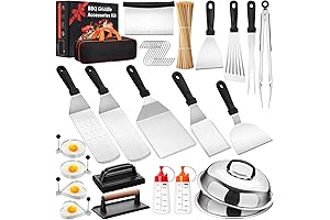 130-Piece Commercial Cooking Utensil Set for Flat-Top Grills