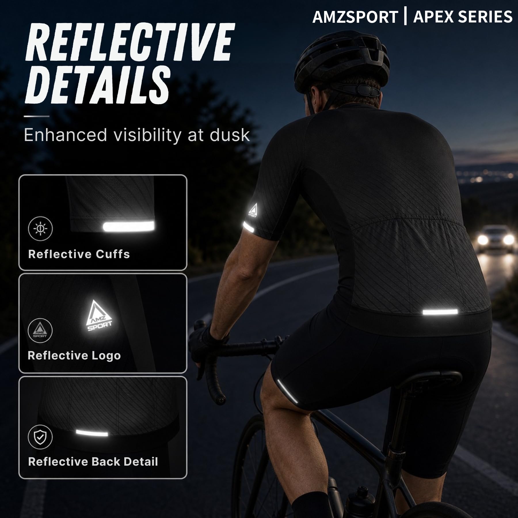 AMZSPORT Maglia Ciclismo Uomo Manica Corta Traspirante Estiva per Bici MTB Maglietta Maniche Corte Abbigliamento Ciclismo Asciugatura Rapida Magliette
