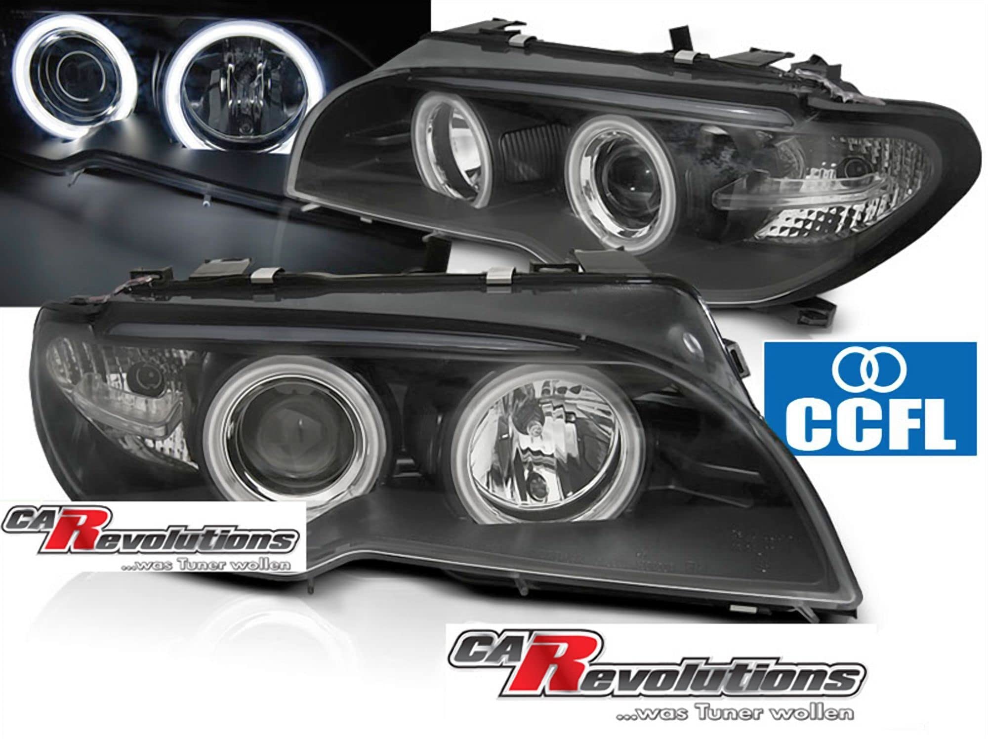 Xenon Scheinwerfer für BMW 3er E46 04.2003-2006 Coupe Cabrio mit Ultrahelle CCFL Angel Eyes Schwarz Links Rechts Set