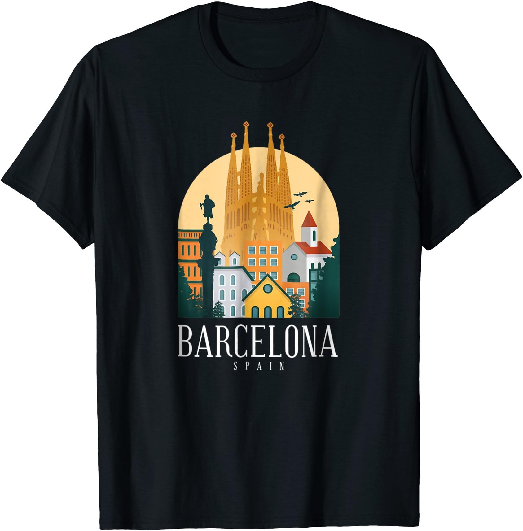 Barcelona Spain Skyline T-ShirtsBarcelona Skyline T Shirt Graphic Vintage Souvenir Tee
