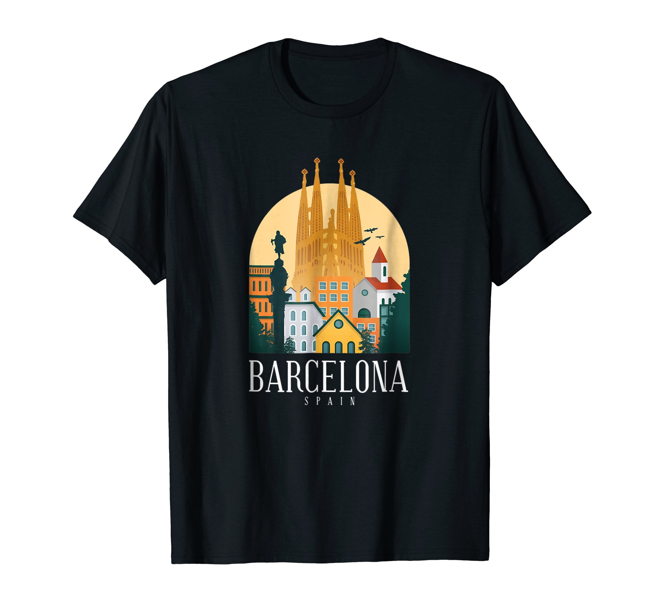 Barcelona Spain Skyline T-ShirtsBarcelona Skyline T Shirt Graphic Vintage Souvenir Tee