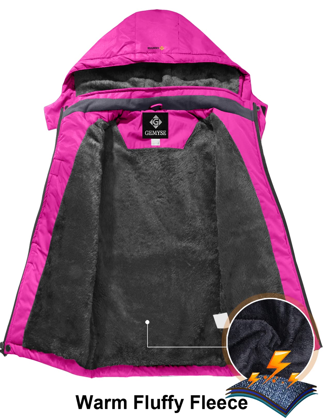 GEMYSE Bambine Giacca da Sci Impermeabile Pile Antivento Giacche Ragazze invernale Cappotto con Cappuccio