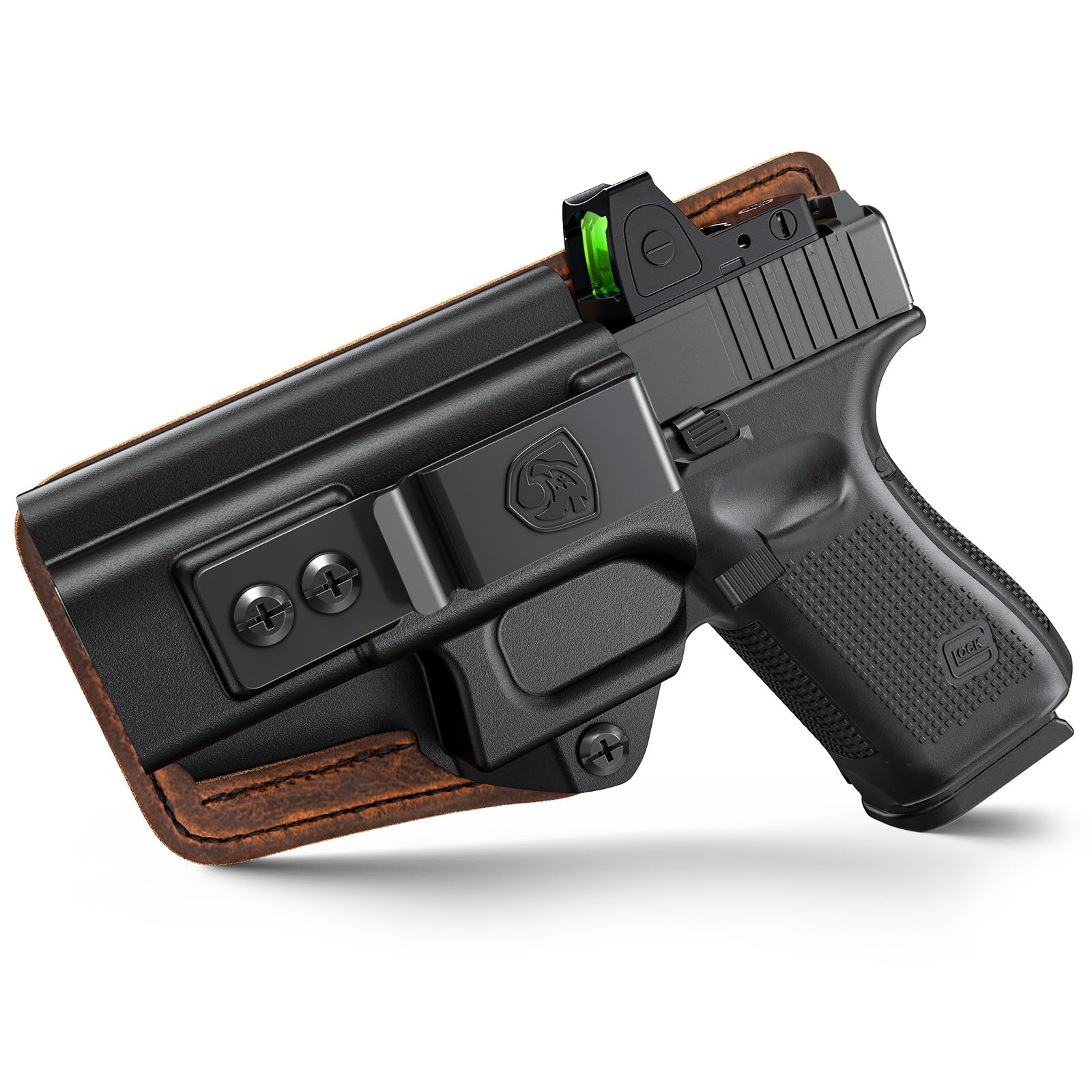 G19 Holster - Compatible with Glock 19/19X (Gen 3-5) Glock 44/45 Glock 23/32 (Gen 3-4) - IWB Holster - Inside Waist Concealed Carry Accessories - Kydex and Leather Hybrid by MUNALO