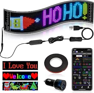 Panel LED USB digital multipropósito, pantalla flexible LED programable de 12 x 47, panel digital de aplicación Bluetooth portátil para automóvil, tienda, bar, graffiti, texto, pantalla de animación