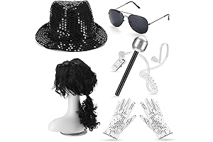 6 Pcs Pop Costume Halloween Costume Dance Star Costume with Glove Hat...