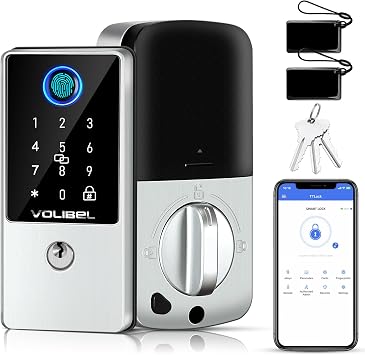 Smart Lock, 7-in-1 Keyless Entry Door Lock with Fingerprint, Remote & Voice Control, Auto Lock, Electronic Touchscreen Deadbolt Lock, Biometric Smart Door Lock for Front Door, D1-T
