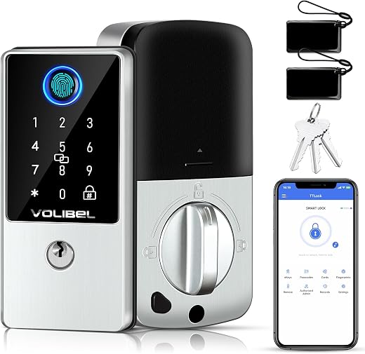 VOLIBeL Smart Lock, 7-in-1 Keyless Entry Door Lock with Fingerprint, Remote &amp; Voice Control, Auto Lock, Electronic Touchsc...