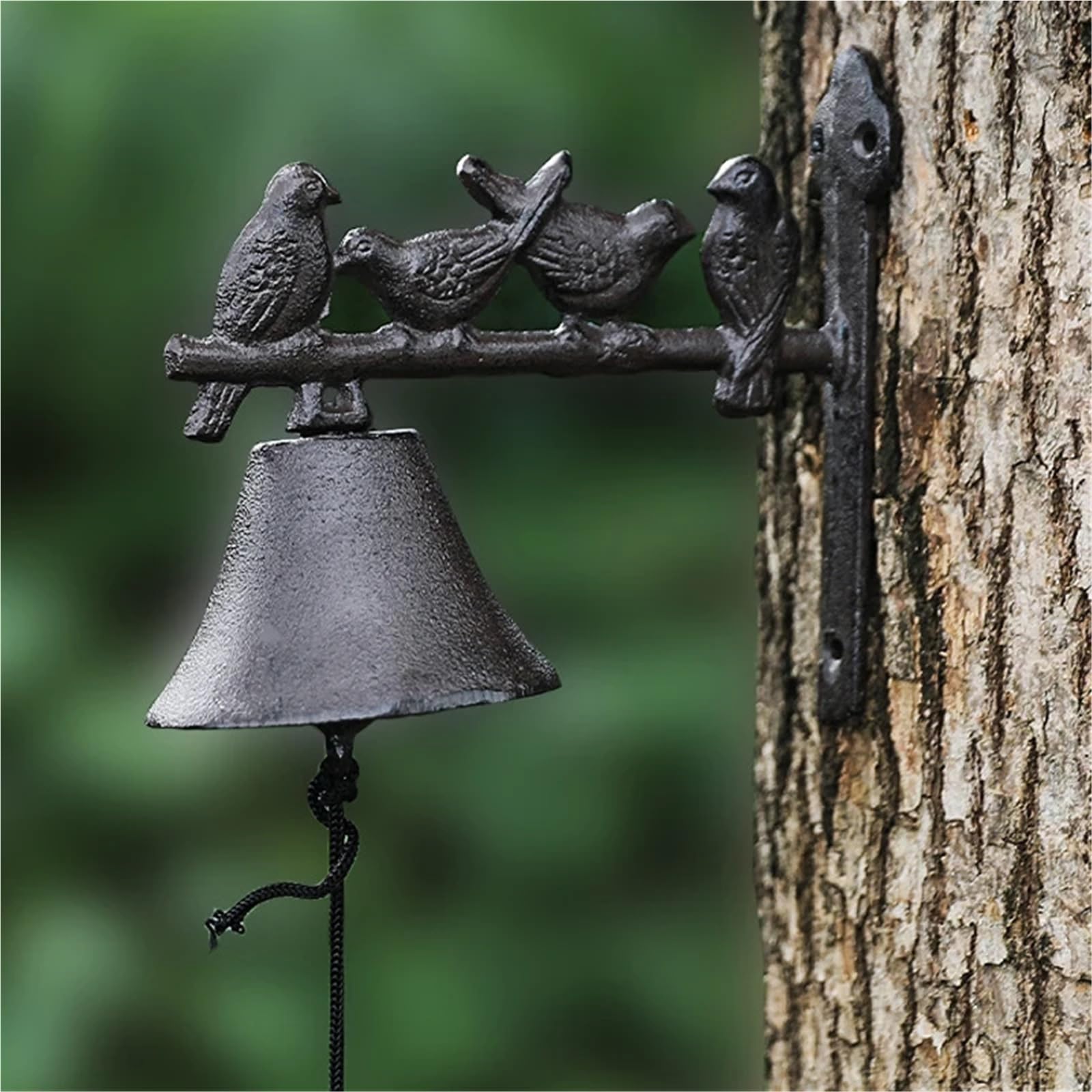 Campana da muro retrò in ghisa a manovella per Porte, Bar, Pub | Giardino domestico della porta montata sul ramo