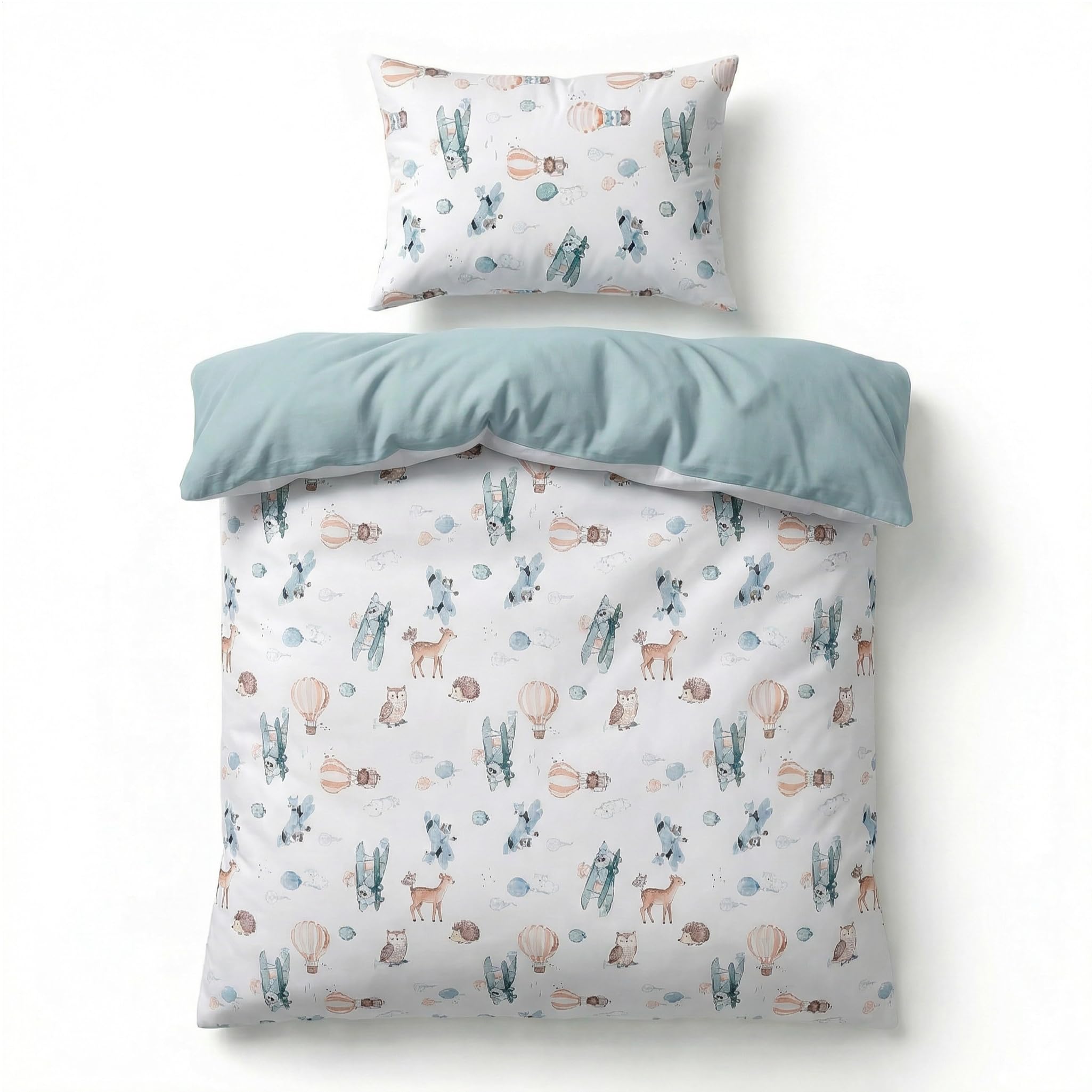 BABYSAFE Baby Cot Bed Duvet Cover Set Boys 135 X 100 with Toddler Pillowcase 40x60 Cm 100% Cotton - Toddler Duvet Cover Set in 100% Oeko-Tex Certified Cotton - Made in Europe