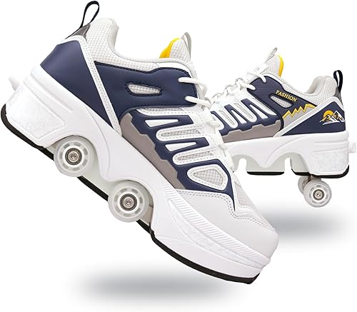 Miniatura 18 de Zapatillas de Patines de Ruedas para Niñas, Niños, Mujeres, Hombres, Zapatos de Patinaje de Doble Fila, Zapatillas con Ruedas Retráctiles, Patines