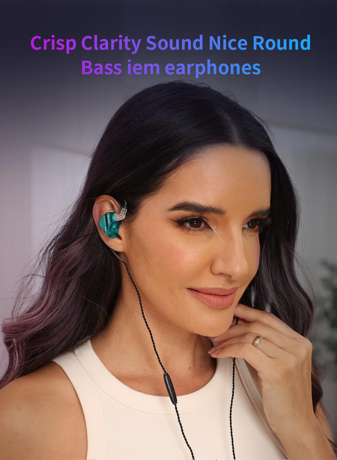 Yinyoo KBEAR Storm Auricolari cablati Cuffie per cantanti Musicisti sul palco Studio Bass Auricolari IEM Monitor Cavo OFC staccabile placcato argento ad alta risoluzione Verde, senza microfono