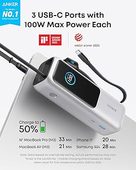 スマホアクセサリー Anker Power Bank (25000mAh) Amazon.com: Anker Laptop Power Bank, 25,000mAh Portable Charger