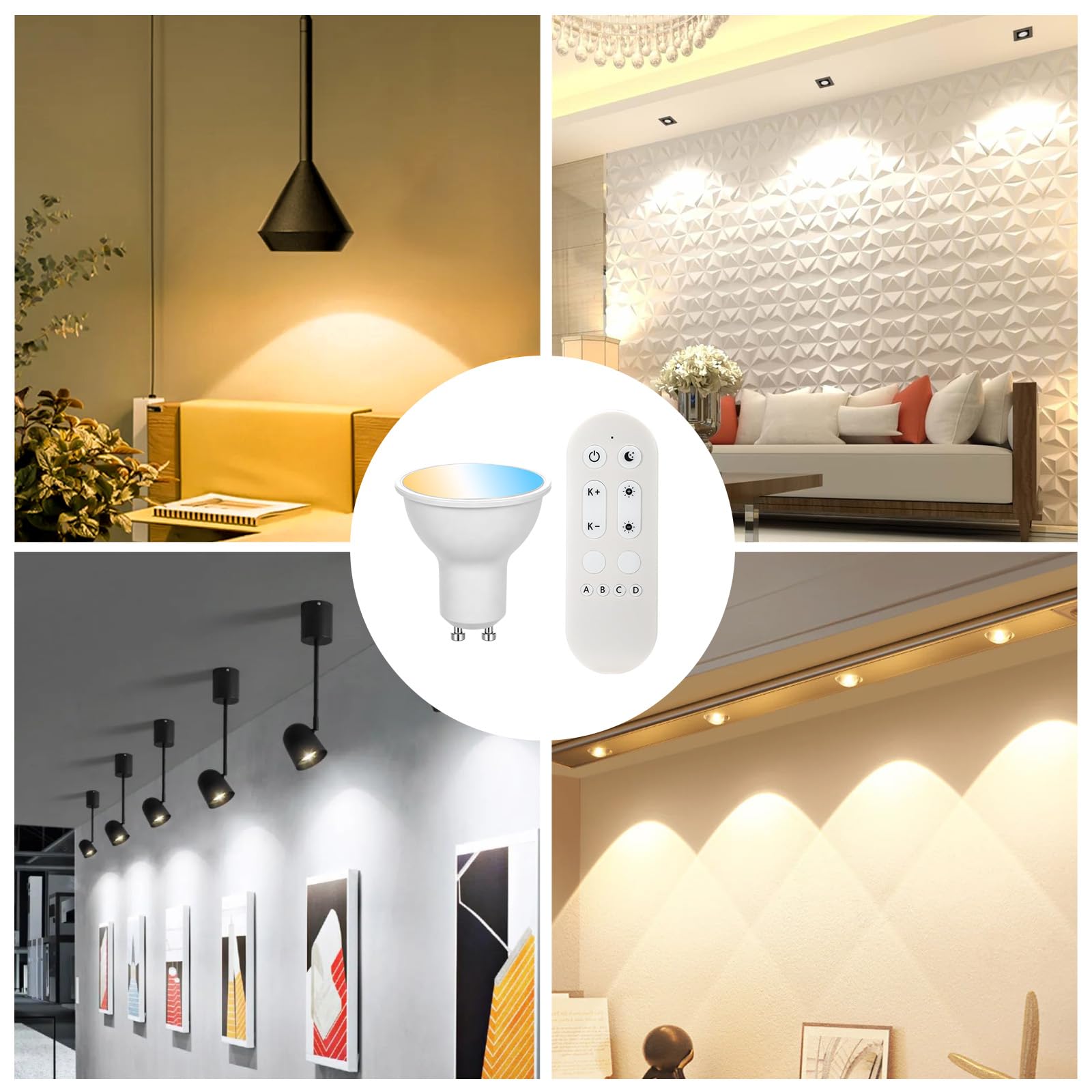 I-SHUNFA Lampadine GU10 LED con Telecomando e Controllo APP,4 Pack
