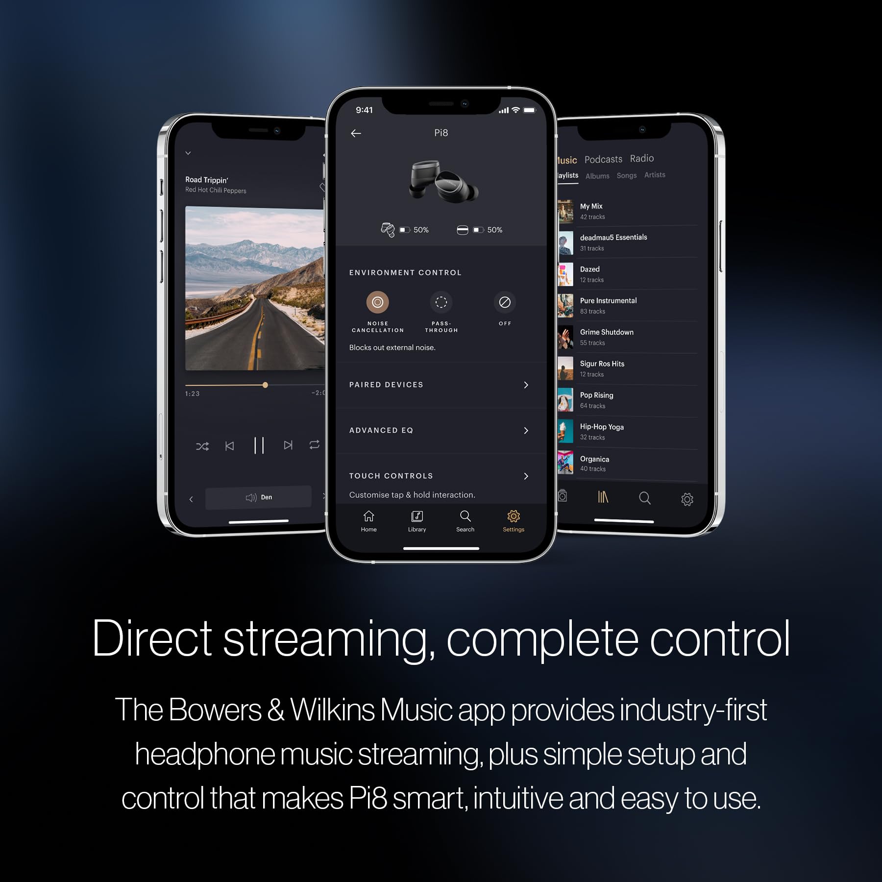 Bowers & Wilkins - Écouteurs sans Fil Pi8 (Noir Anthracite), écouteurs Intra-Auriculaires Bluetooth avec chipset Qualcomm et aptX sans Perte, écouteurs Actifs avec Annulation de Bruit, 3