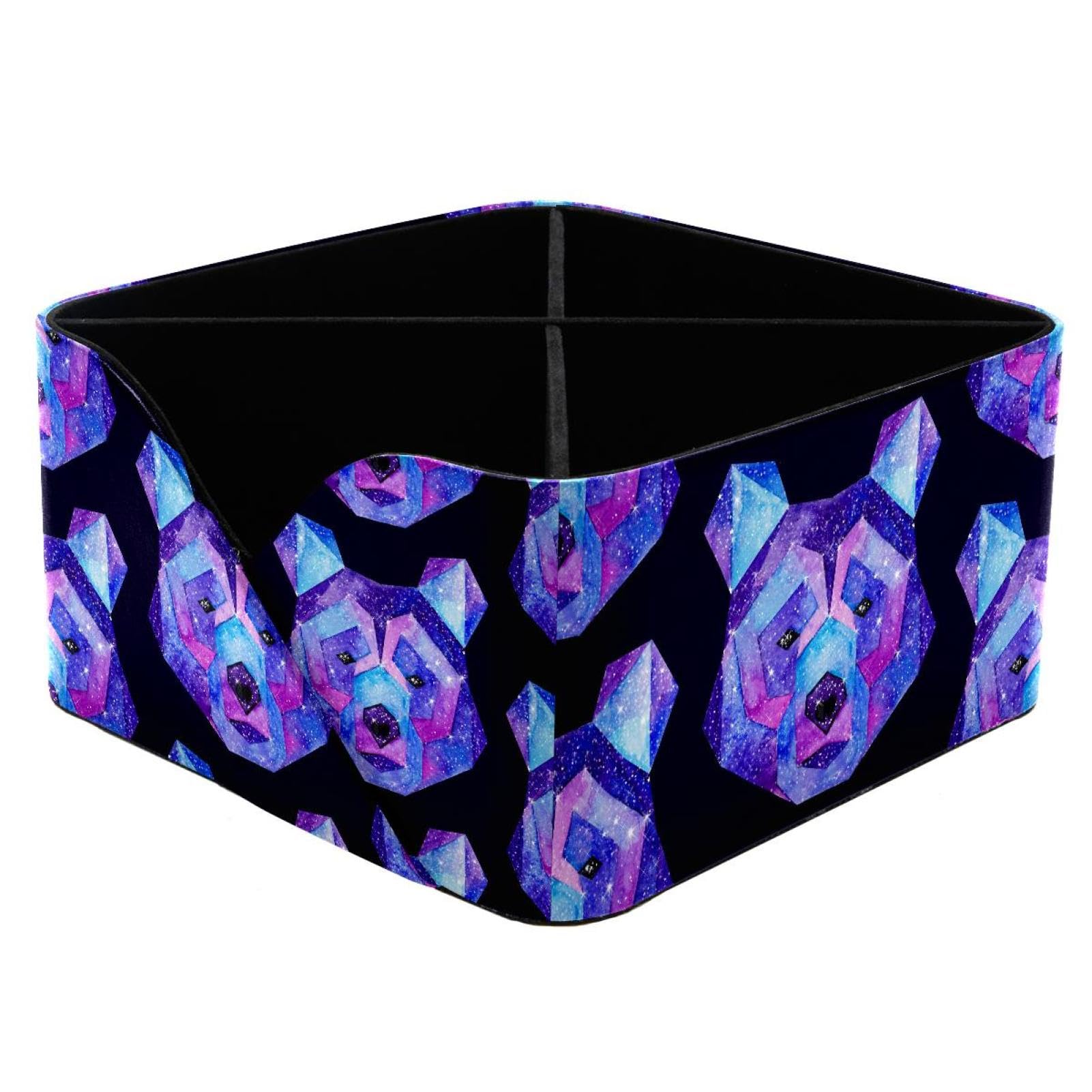 KengjuTesu Cosmic Polygonal Bear Watercolor Galaxy Pattern Desktop Organizer Pen Holder, Rectangular Pencil Cup for Office, Study and Makeup Stations
