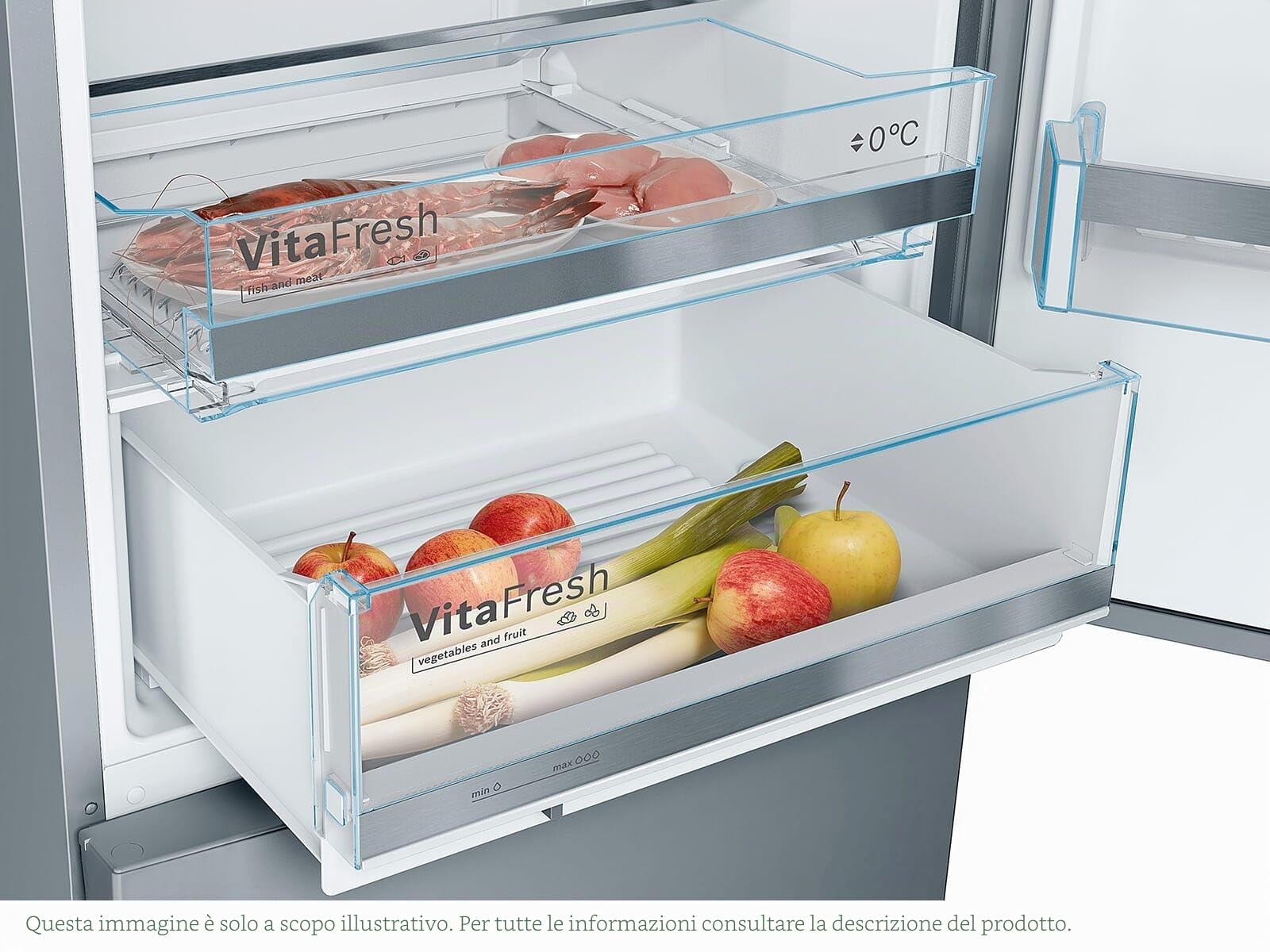 Bosch KGE49AICA Serie 6 - Frigorifero XXL, 201 x 70 cm, extra largo, frigo da 302 l + congelatore da 111 l, VitaFresh, sbrinamento raramente, BigBox spazio per congelatore grande