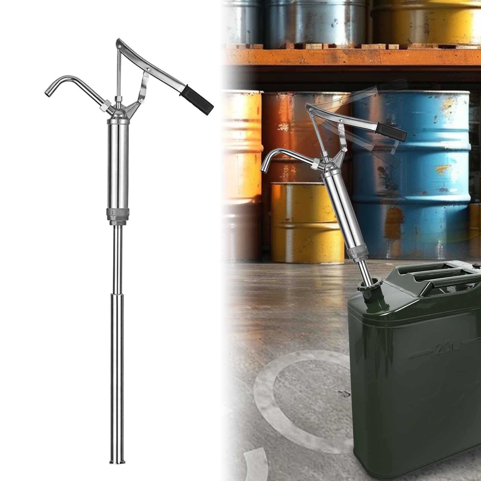 Pompa a Leva per Fusto Olio, Pompa a Barile con Leva per Fusti da 15 a 55 Galloni Pompa a Leva Telescopica per Olio per Olio Motore, Gasolio, Olio Lubrificante, Olio per Ingranaggi