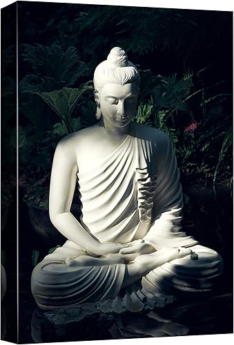 wall26 Lienzo impreso para pared, budismo meditante, estatua de Buda de selva, sombras culturales, religiosas, fotografía, realismo, decorativo,