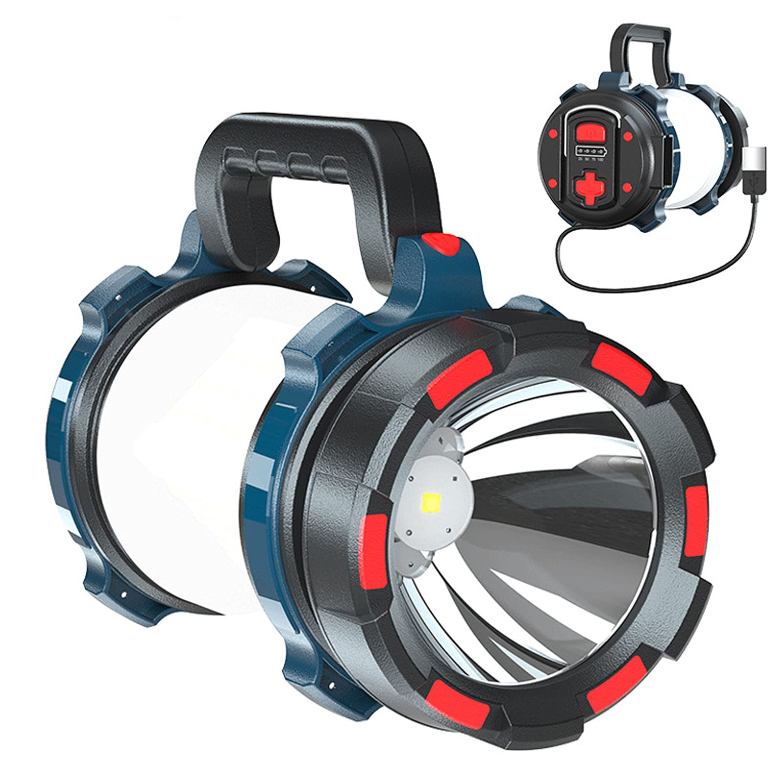 ZxqiangRechargeable Torch Lantern,High Power LED Super Bright Waterproof Outdoor Handheld Flashlight,Flashlight Portable Searchlight,Stepless Dimming,Power Display,Mobile Power,S