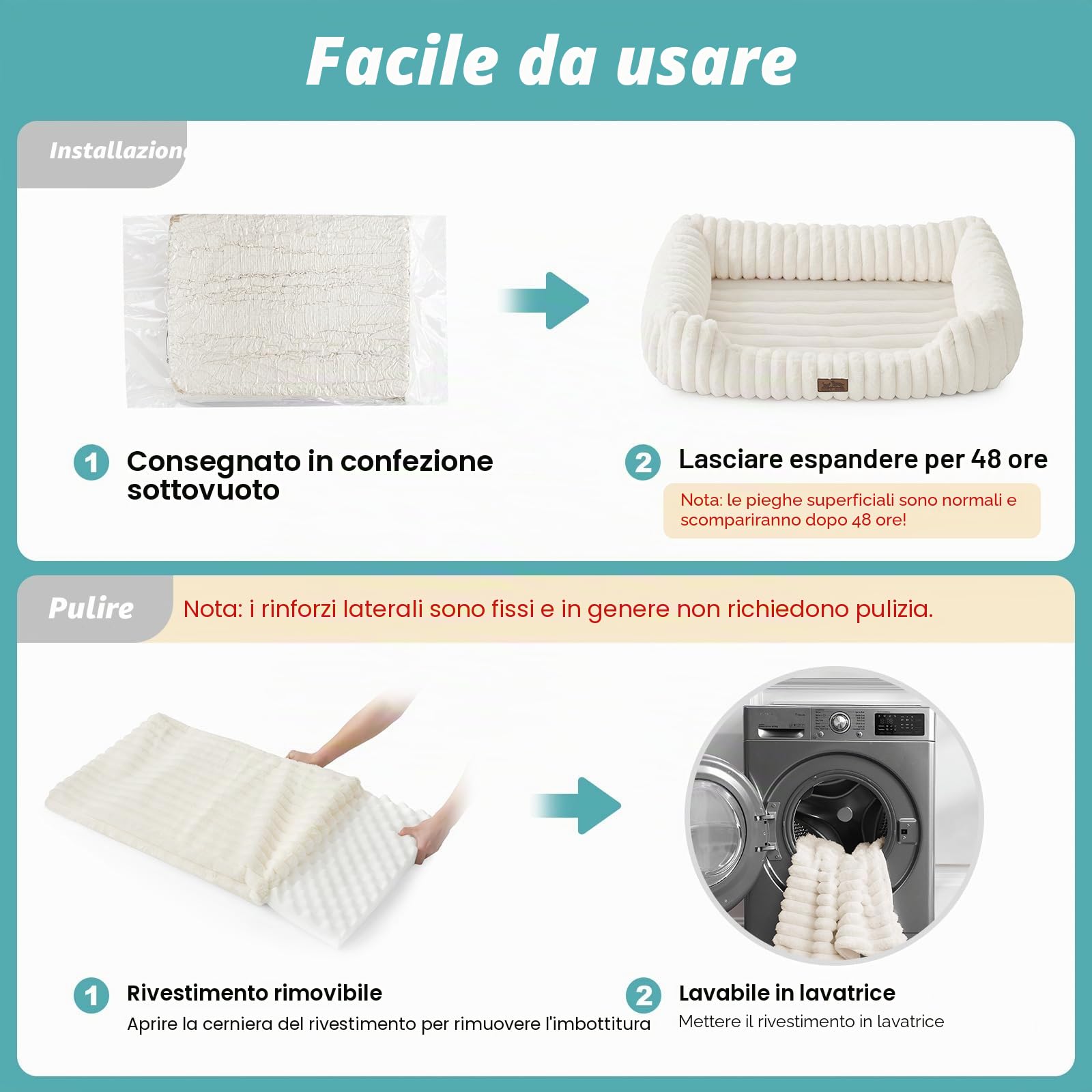 COZY KISS Cuccia Ortopedica Lavabile per Cane, per Cani Piccoli e Medi, Letto Morbido in Pelliccia Sintetica, Divano per Animali con Bordo Alto, Morbido, Antiscivolo, 76x58x18cm, Beige
