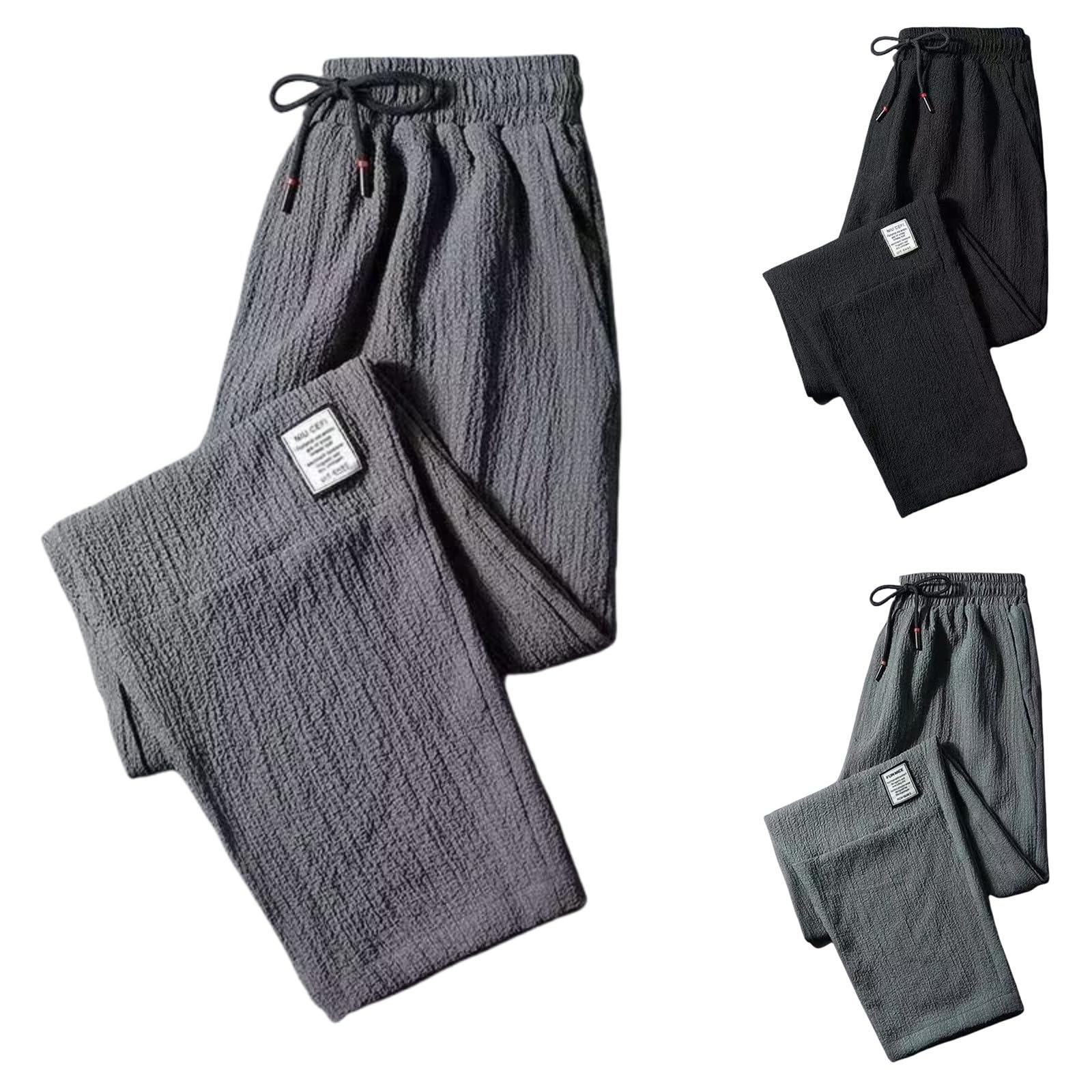 Generisch Pantalones de verano ligeros y transpirables, pantalones de chándal de lino, pantalones de ocio delgados, pantalones de deporte, holgados, pantalones de yoga, cómodos, cintura elástica