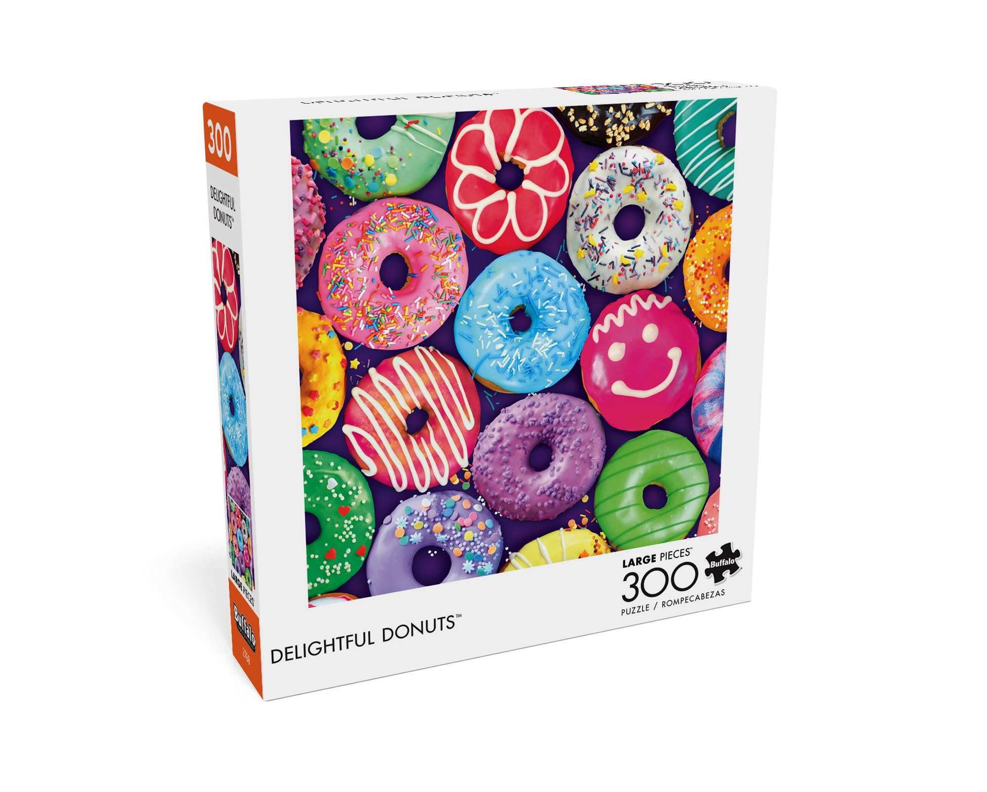 Buffalo Games - Delightful Donuts - 300 Piece Jigsaw Puzzle for Adults with Oversized Pieces - Colorful Large Jigsaw Puzzle with Fun Donut Art -