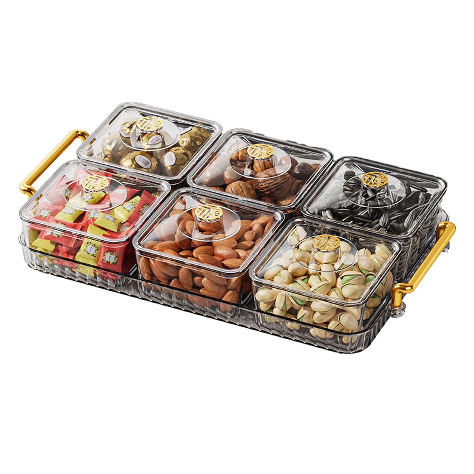 Hunya Snackle Box Divided Serving Tray With Lid, Snack Tray, Snack Divided Platter, Dry Fruit Tray, Snack Serving Tray, Organizer For Spices, Candy, Fruits, Nuts, Snacks