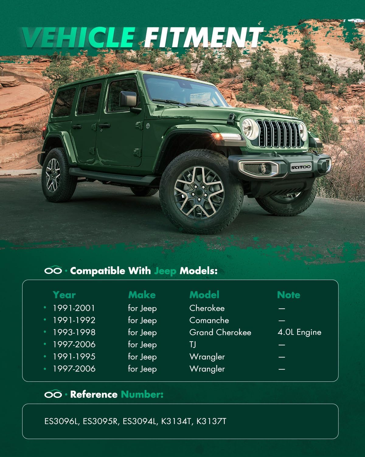 SCITOO 7pcs Suspension Kit - 3 Front Inner Outer Tie Rod End 4 Upper Lower Ball Joint 1991-2001 for Jeep for Cherokee 1993-1998 Grand Cherokee 4.0L 1997-2006 TJ 1991-2006 Wrangler 1991-1992 Comanche