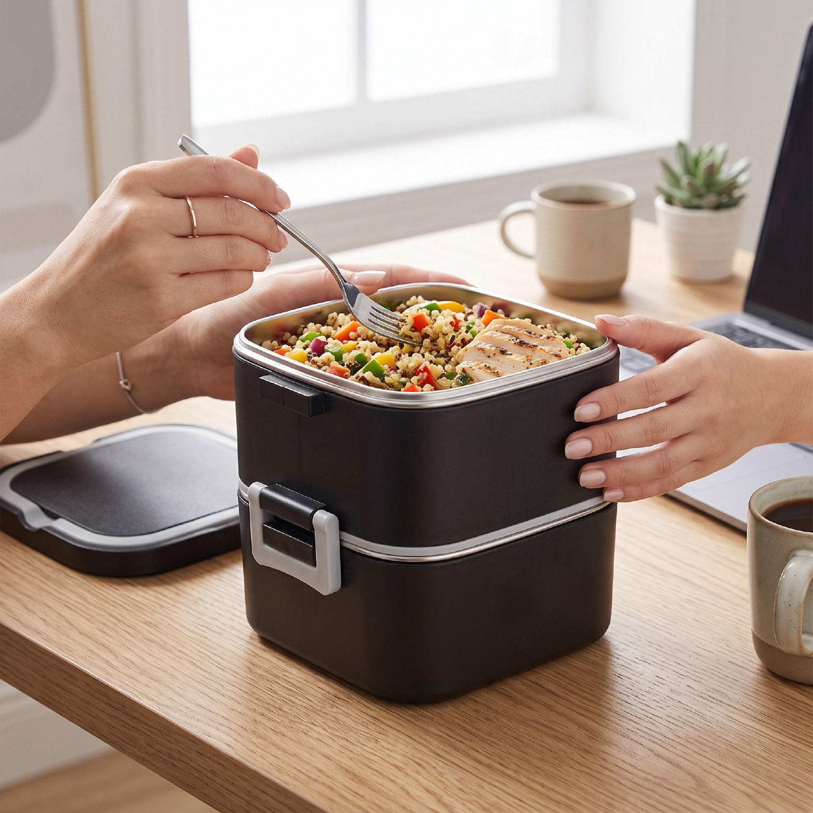 Pranzo Termico Isolato, Contenitore Portatile a 2 Strati