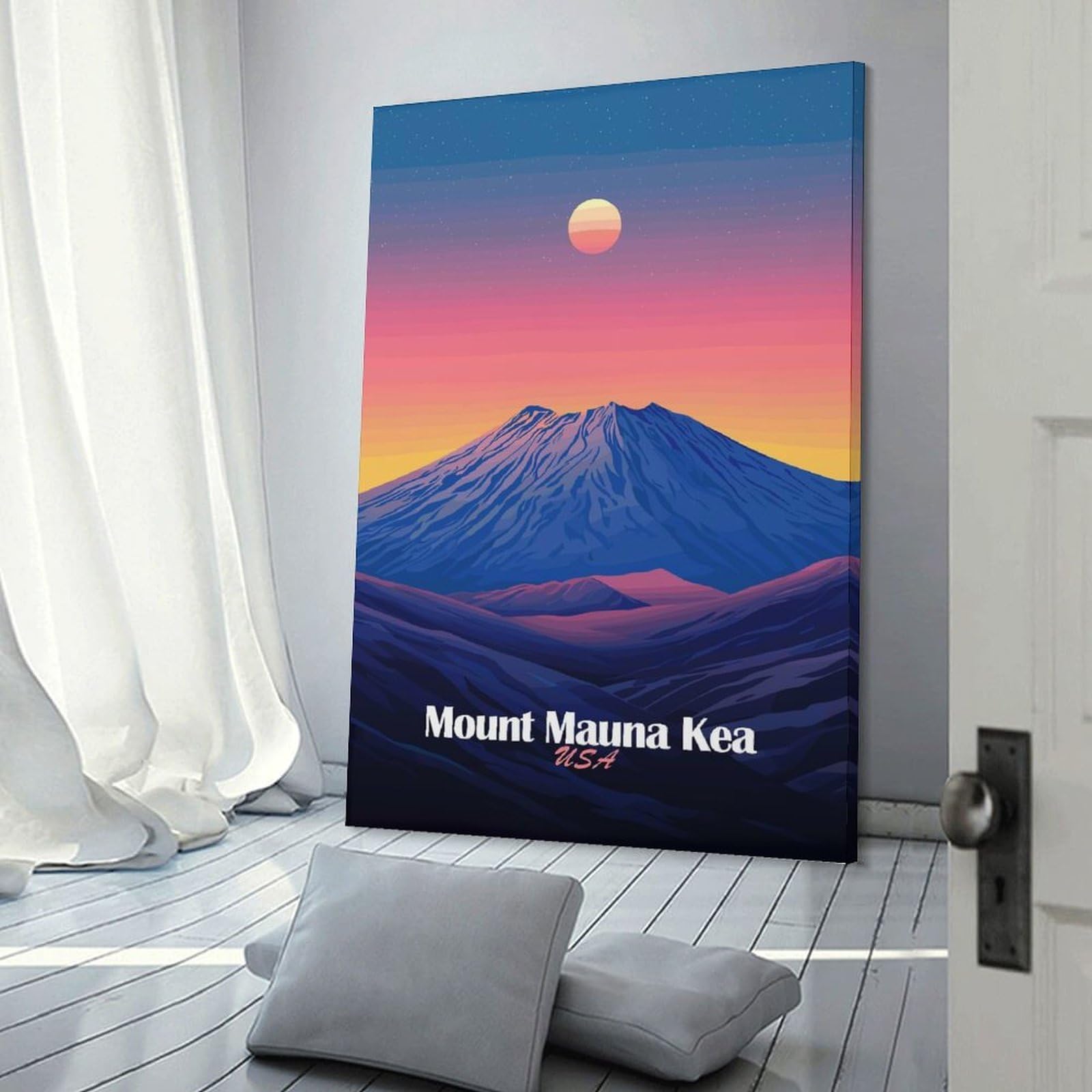 Junmoney Mount Mauna Kea Sunset Decorative Wall Artwork 12x18inch(30x45cm), for Living Room, Bedroom, Office Or Hallway, Decorative Artwork with Broad Appeal