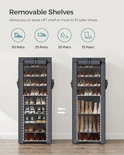 Vista 13 de Zapatero Songmics de diez niveles para el armario con tapa. Organizador para almacenar zapatos Negro