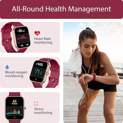Miniatura 3 de Smart Watch for Women (Alexa Built-in & Bluetooth Call), 1.8" Smartwatch with SpO2Heart RateSleepStress Monitor, CalorieStepDistance Counter, 100
