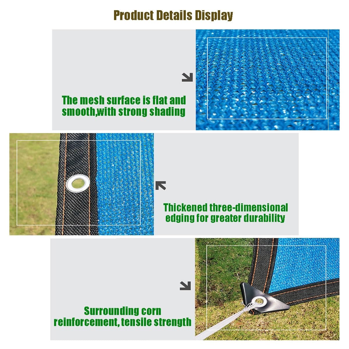 1m 2m 3.0m 4m 5m 6m 7m 8m 9m 10m 12m 15m Bleu Filet d'ombrage Voile d'ombrage Toile d'ombrage 90% de Protection UV pour Extérieur, Patio, Jardin(5x12m)