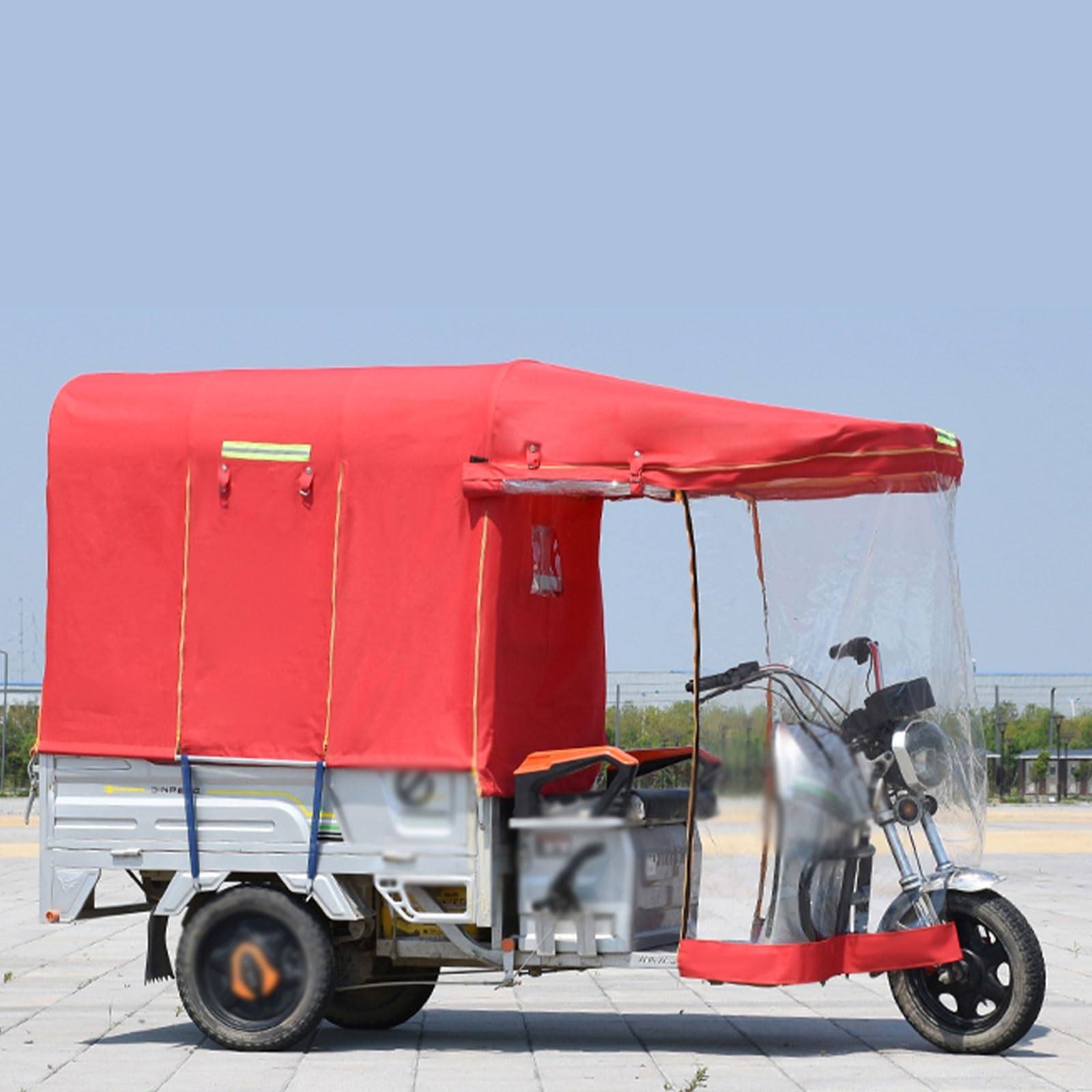 Bâche imperméable pour tricycle électrique rouge contre la pluie et les UV
