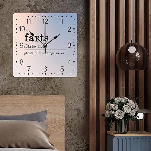 Miniatura 4 de Zyadsinoudor Reloj de PVC con definición de pedos, sin marco, citas positivas, tipografía, arte de pared, cuadrado de 12 pulgadas, silencioso, sin