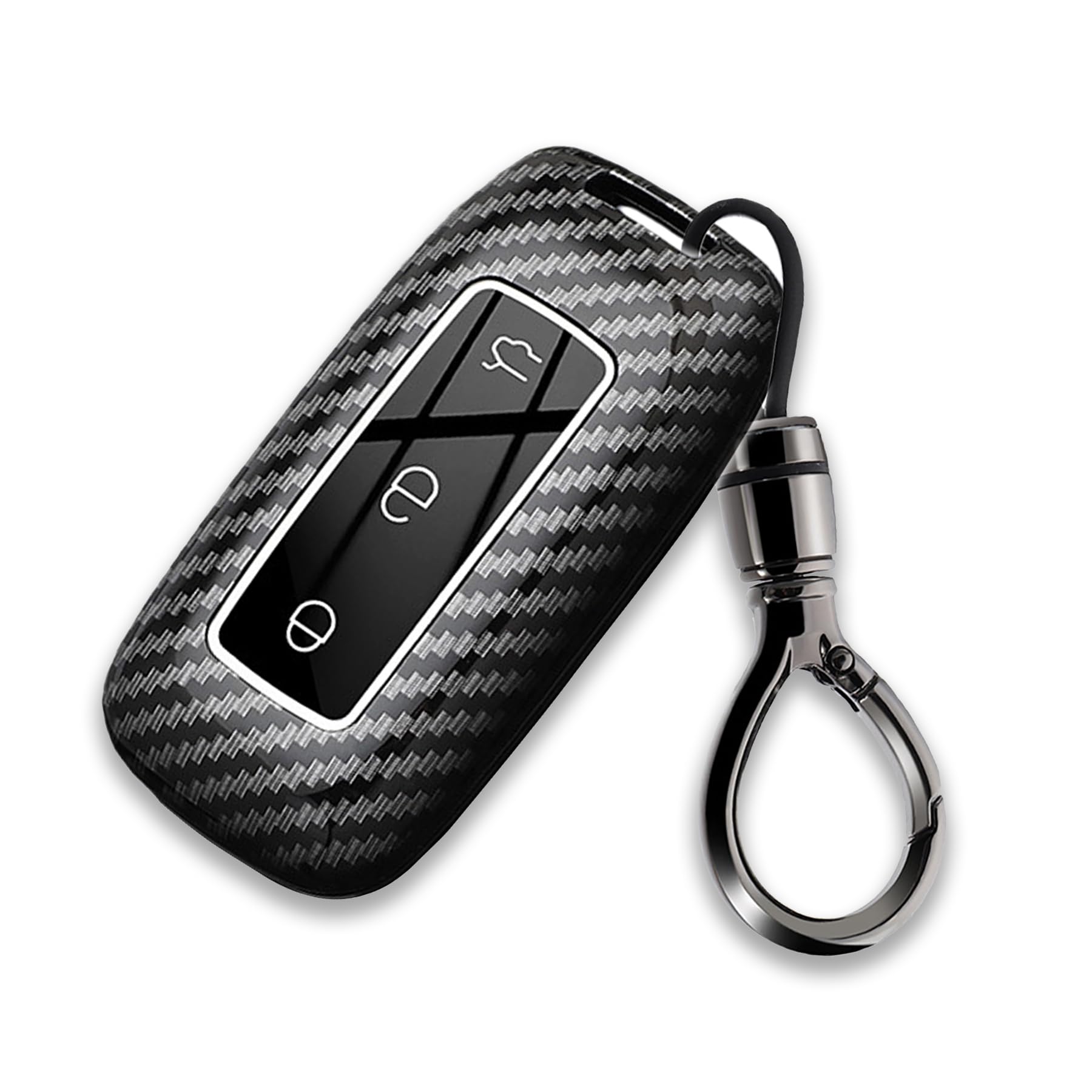 Coque de clé Geely EX5 et Galaxy E5 E8 en ABS style carbone avec porte-clés noir - 7