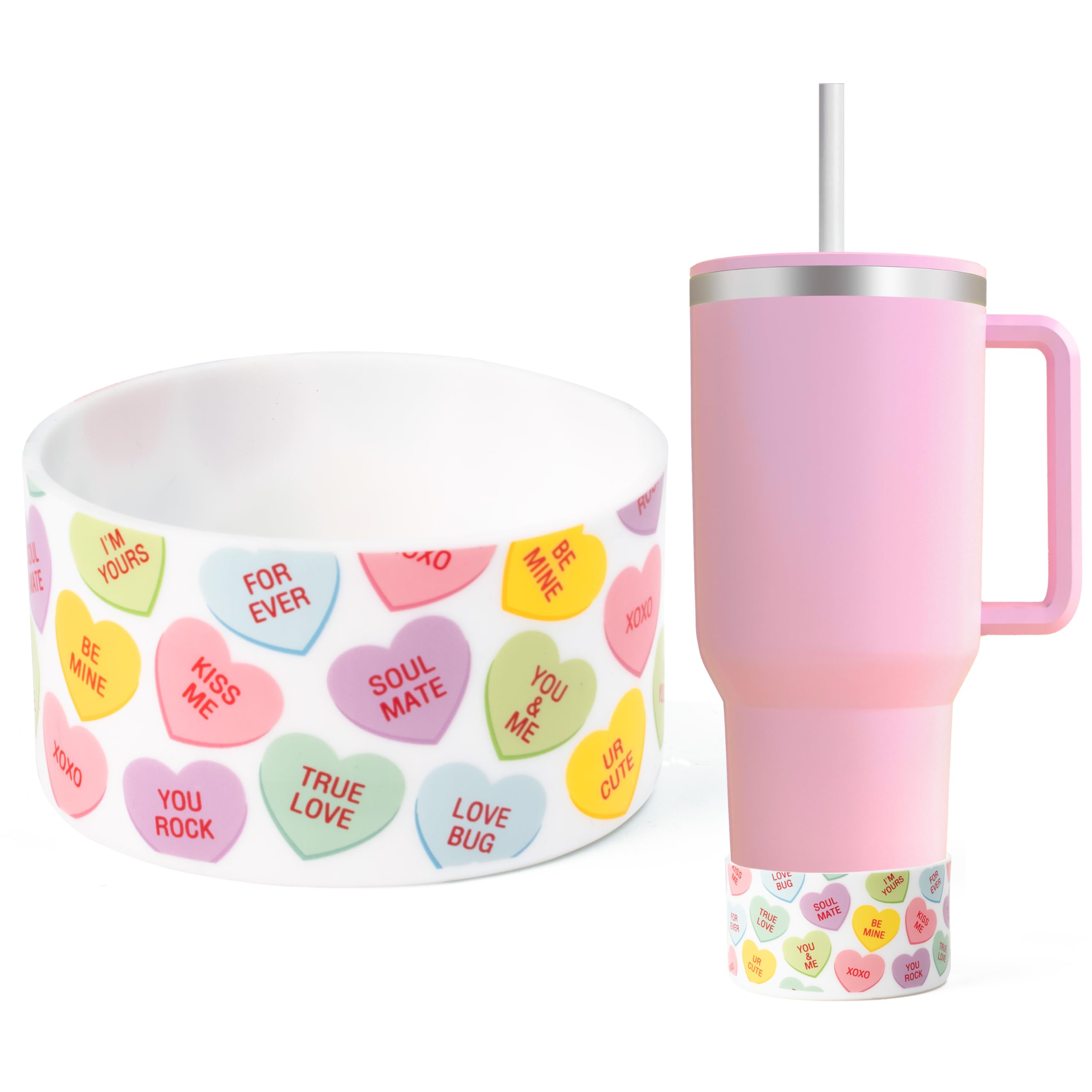 R HORSE Valentine’s Day Conversation Hearts Boot Fit for Cup 40 oz, Anti Slip Silicone Boot Fit for IceFlow Flip 30 20 oz, Bottom Protector Sleeve